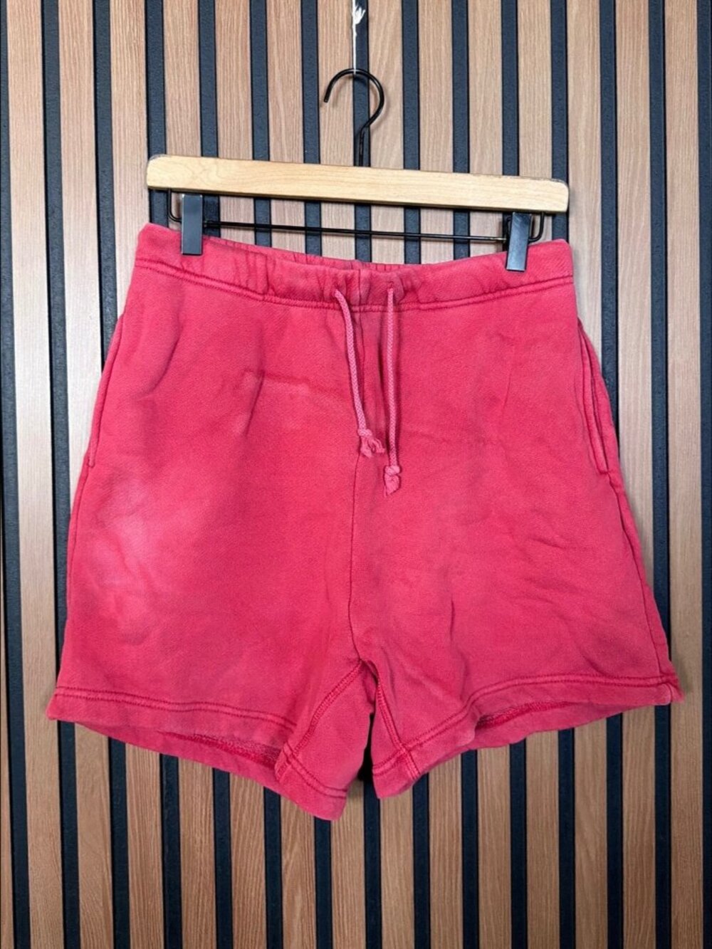 Elwood Sweatshorts Small Men Pink Red Fleece Drawstring Back Pocket Pull On